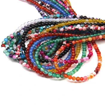 

15.5" 4/6/8/10/12 mm Natural Agates Beads Polished Round Stone Beads For DIY Making Jewelry Accessory Women Bracelet Men Mala