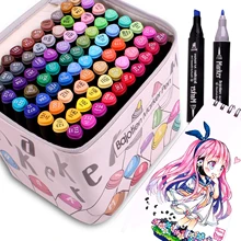 30 40 60 80 kolor markery permanentne markery alkoholowe MarkerSketch Pen animacja projekt do rysowania kolorowanki z różową torbą Kawaii tanie tanio Bajotien CN (pochodzenie) 80 kolorów 60 kolorów pudełko Markery do malowania Zestaw