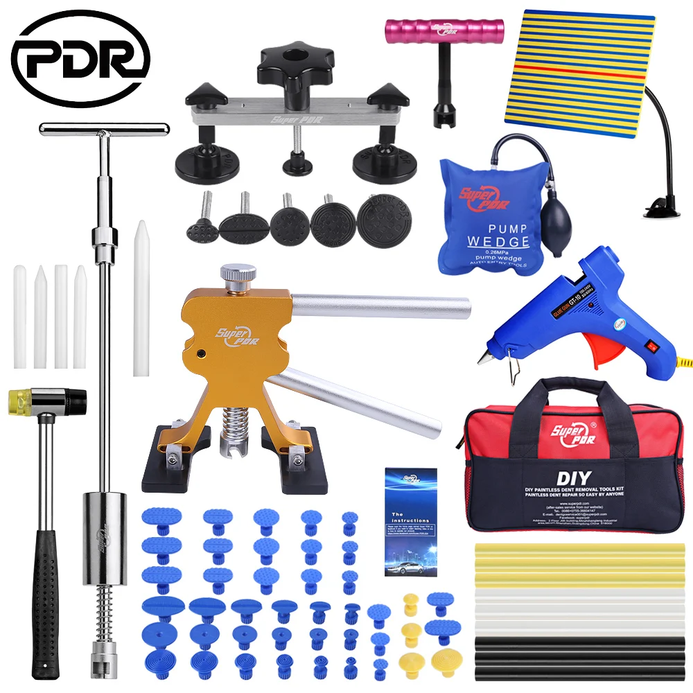 

PDR Car Dent Repair Tools Kit Hail Removing Dents Tool Set Dent Puller Tool Bag Line Lamp    