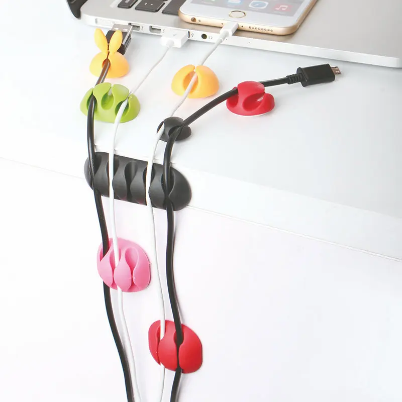 

New 1PC USB Cable Organizer Wire Winder Earphone Holder Cord Clip Office Desktop Phone Cables Silicone Tie Fixer Wire Management