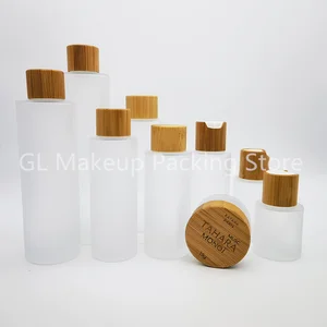 20ml 30ml 40ml 50ml 60ml 80ml 100ml 120ml bamboo spray bottles bamboo lotion frosted glass dropper bottle with wooden bamboo cap