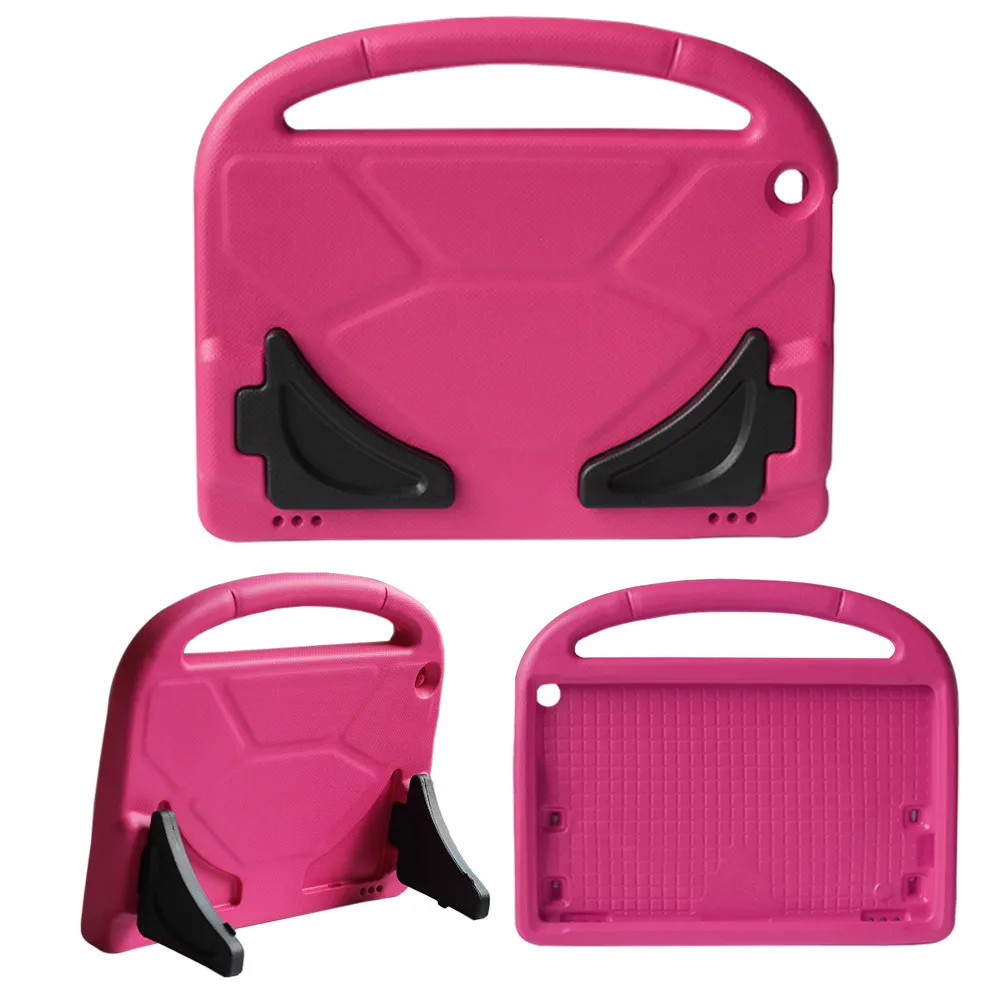 Rose Red Children Kids EVA Foam Shockproof Case for Amazon Kindle Fire HD 10 Tablet Protective Case Handle Stand Cover - Color: Rose Red