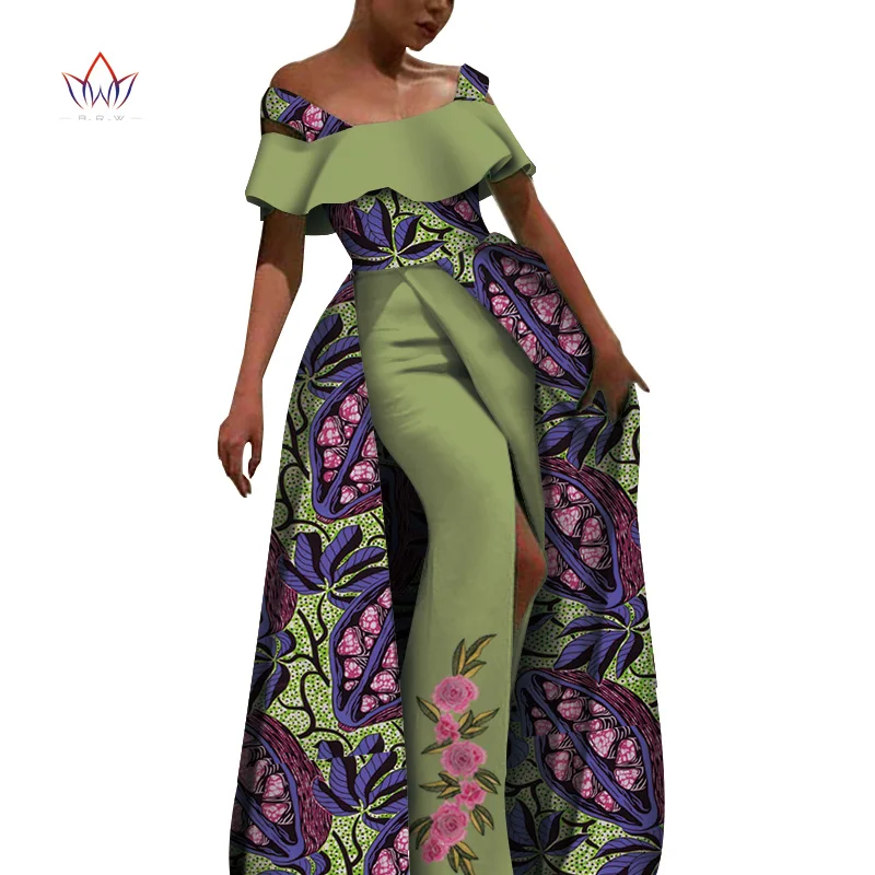 Женские традиционные африканские Длинные платья размера плюс, брендовая одежда на заказ, Африканские Восковые платья Дашики для женщин, обычные 5xl WY6000