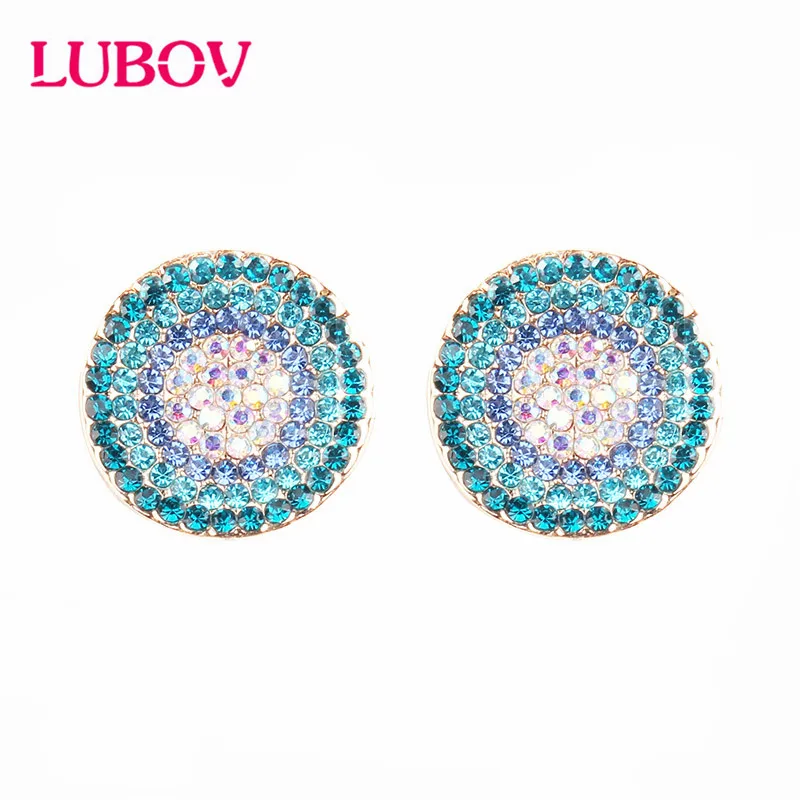 LUBOV светильник, синие круглые серьги-гвоздики для женщин, модные Благородные Свадебные ювелирные изделия, позолоченные серьги-гвоздики