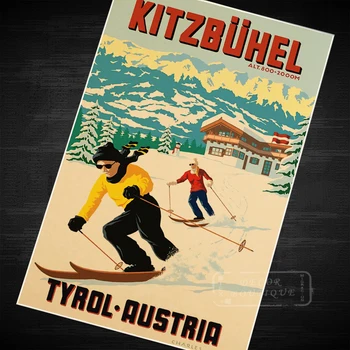 

The Austrian Alps ski Trip Travel Retro Vintage Poster Canvas Painting DIY Wall Art Home Bar Posters Decor