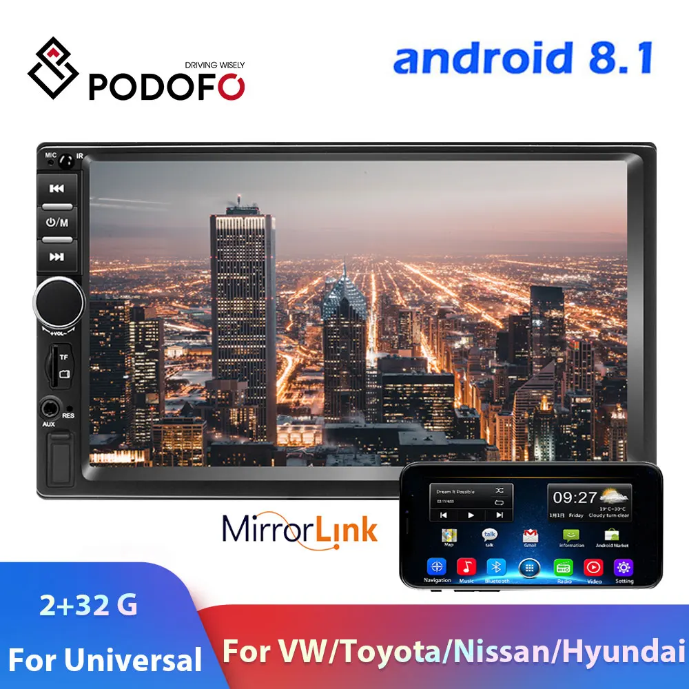  Podofo Android 8.1 2din Auto radio GPS Wifi Spiegel 2 Din Auto Multimedia Player Für Volkswagen Nis