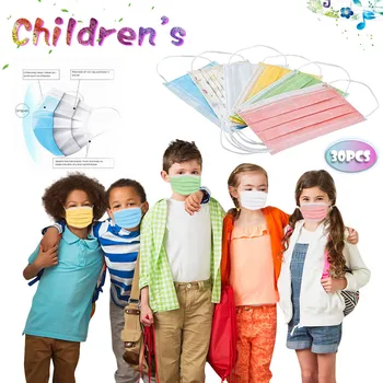 

Children Colorful Disposable Mask Outdoor Dustproof Breathable Kids Mask Skin-Friendly 3-Layer Protective Child Face Mask 30PCs