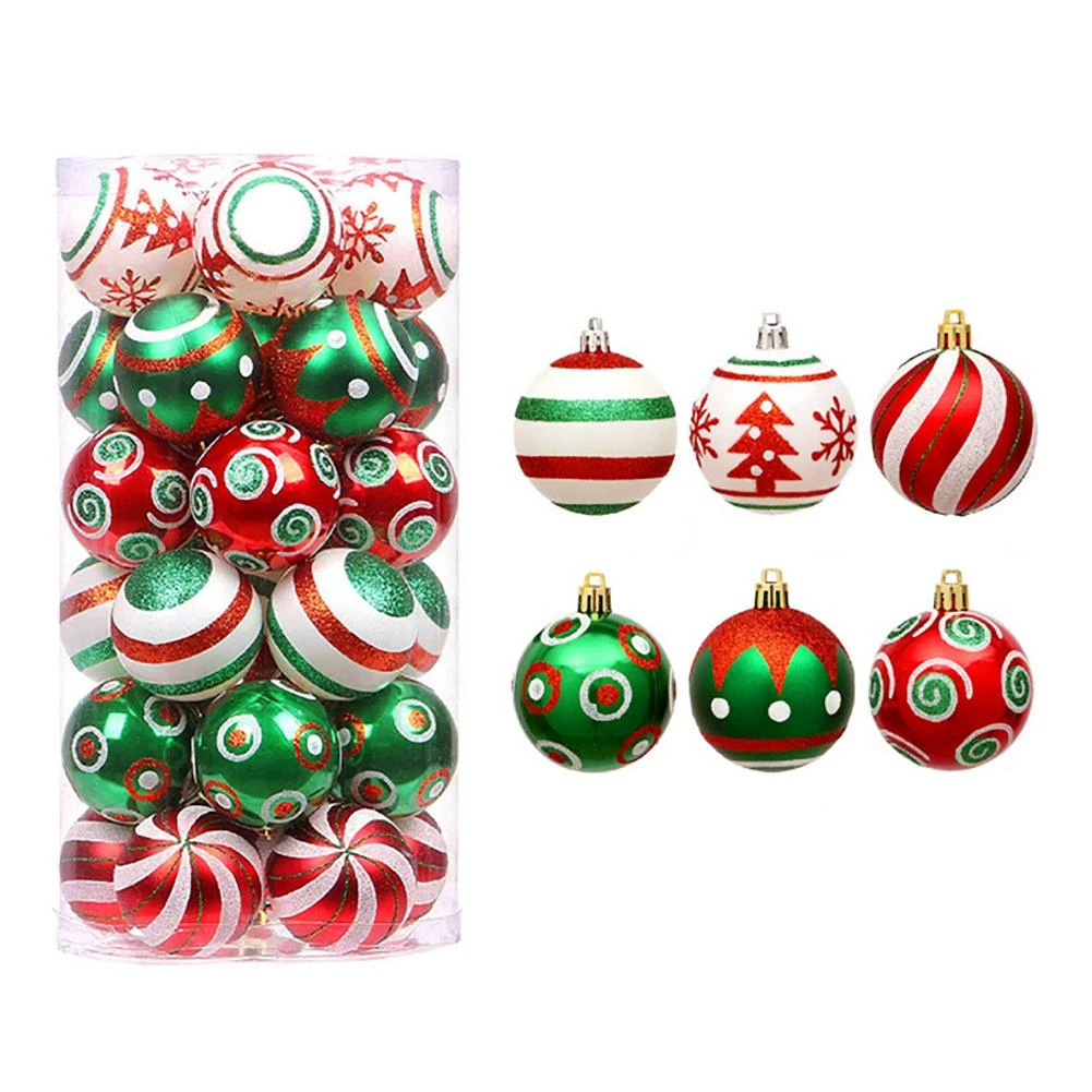 Árvore de natal bola ornamentos inquebráveis árvore de natal ornamento  conjunto fácil de usar vermelho verde decoração bola de natal|Bolas de Natal|  - AliExpress