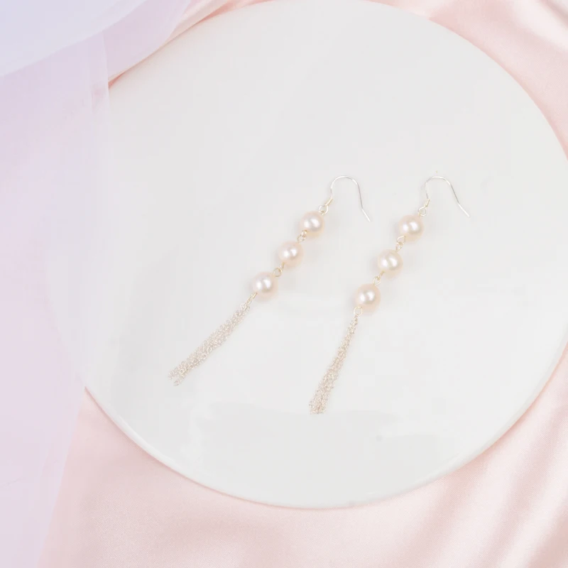 ASHIQI Настоящее серебро 925 проба длинные серьги с кисточками для женщин натуральный пресноводный модные ювелирные изделия из жемчуга подарок