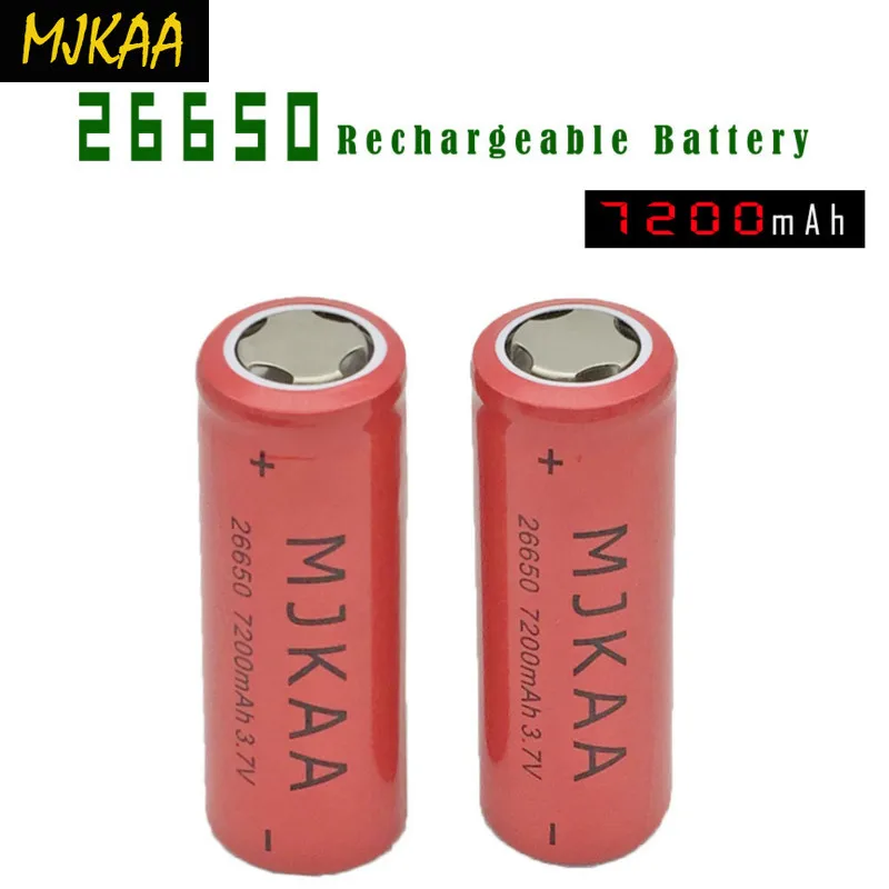 MJKAA 3,7 V 26650 7200mAh перезаряжаемый аккумулятор большой емкости литий-ионный светодиодный фонарик