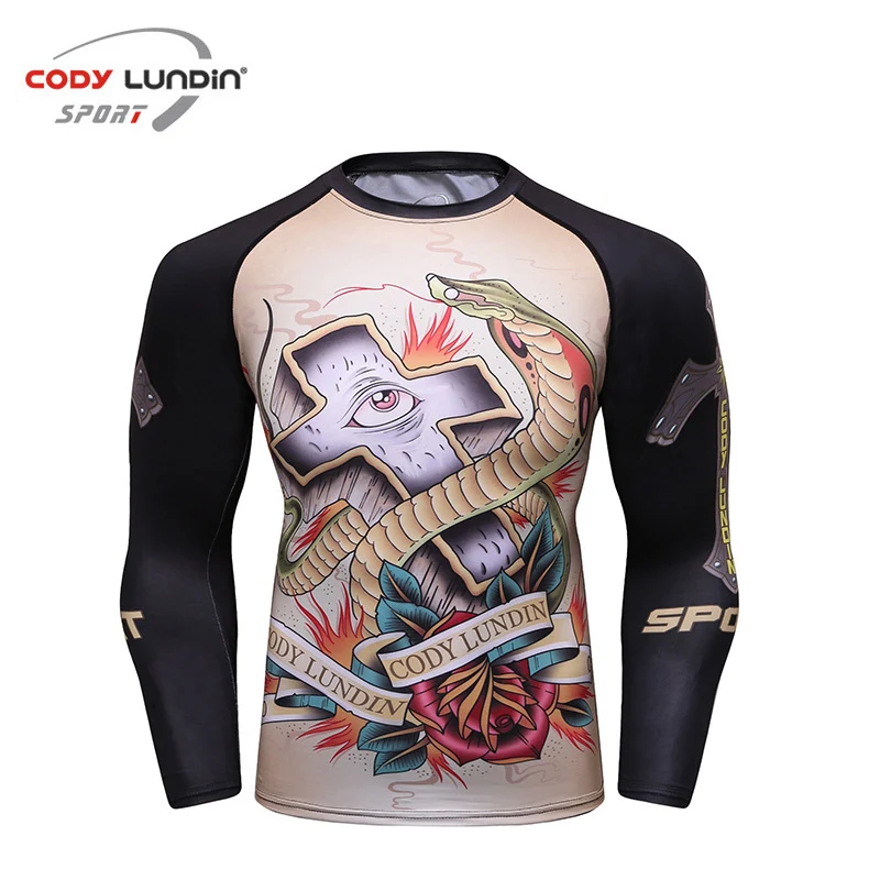 Рашгард Jiu Jusit футболка Mma мужские bjj gi боксерские Футболки с длинным рукавом Muay Thai футболки 3D Fightwear компрессионные для ММА колготки - Цвет: J