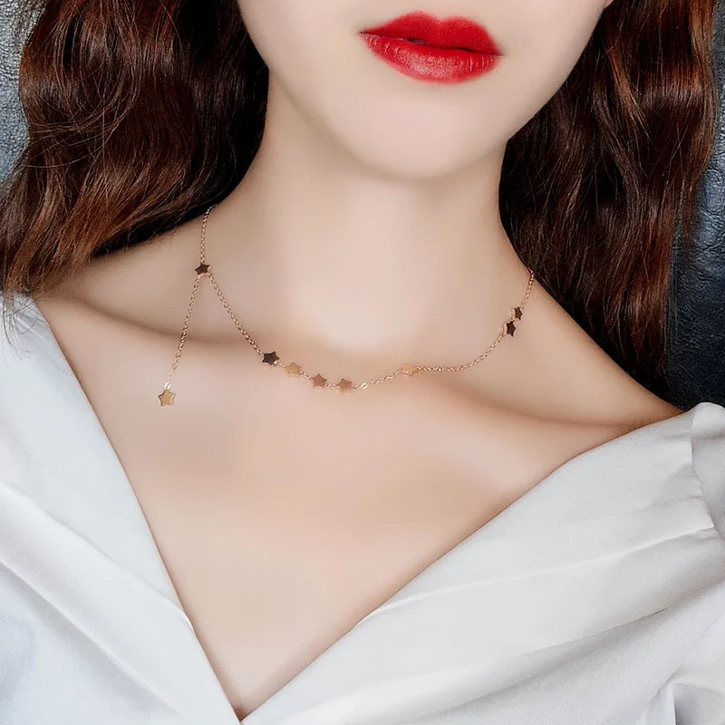 Rose gold Ataullah, короткое колье, ожерелье с пентаграммой, кулон, ожерелье s, ювелирное изделие для женщин, колье, цепочка из розового золота, NW123 - Окраска металла: Rose gold