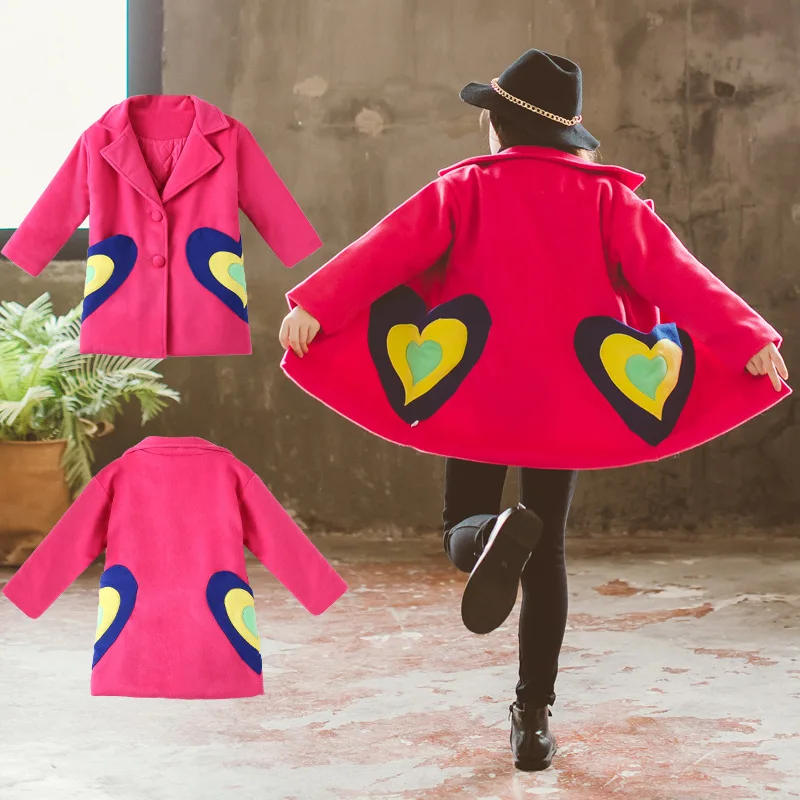 

2019 Autumn & Winter New Style Girls Kids' Overcoat Women's Big Kid Winter in Big Kid-Little Girl Fashion Woolen Coat