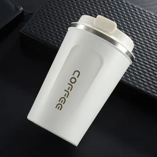 380/510ML Stainless Steel Thermal Heat Preservation Vacuum Coffee Mug Milk Cup Home Office Car Vacuum Flasks Thermoses with Lid white