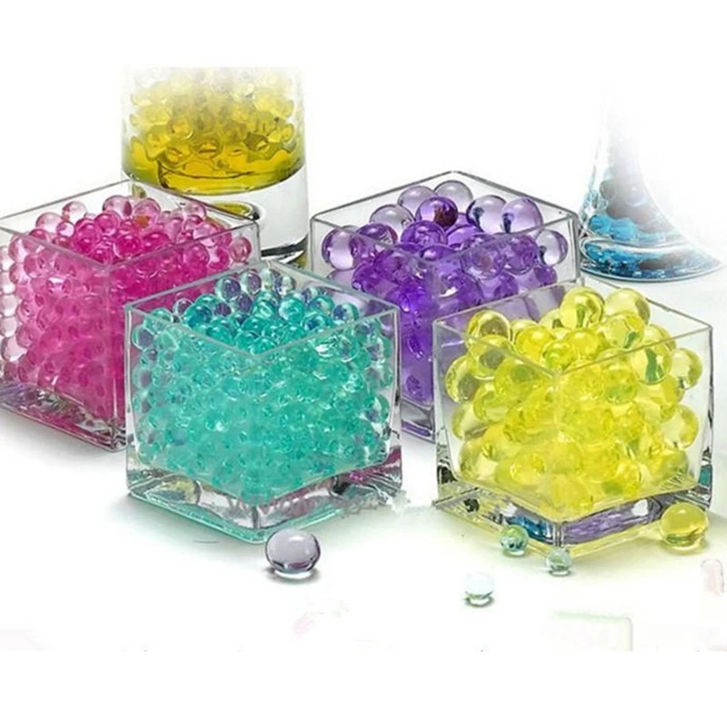 Crystal Soil 500pcs Multi Color Gel Ball Polymer Hydrogel Shaped Mud Water Beads Grow Magic Jelly Wedding Home Party Decor