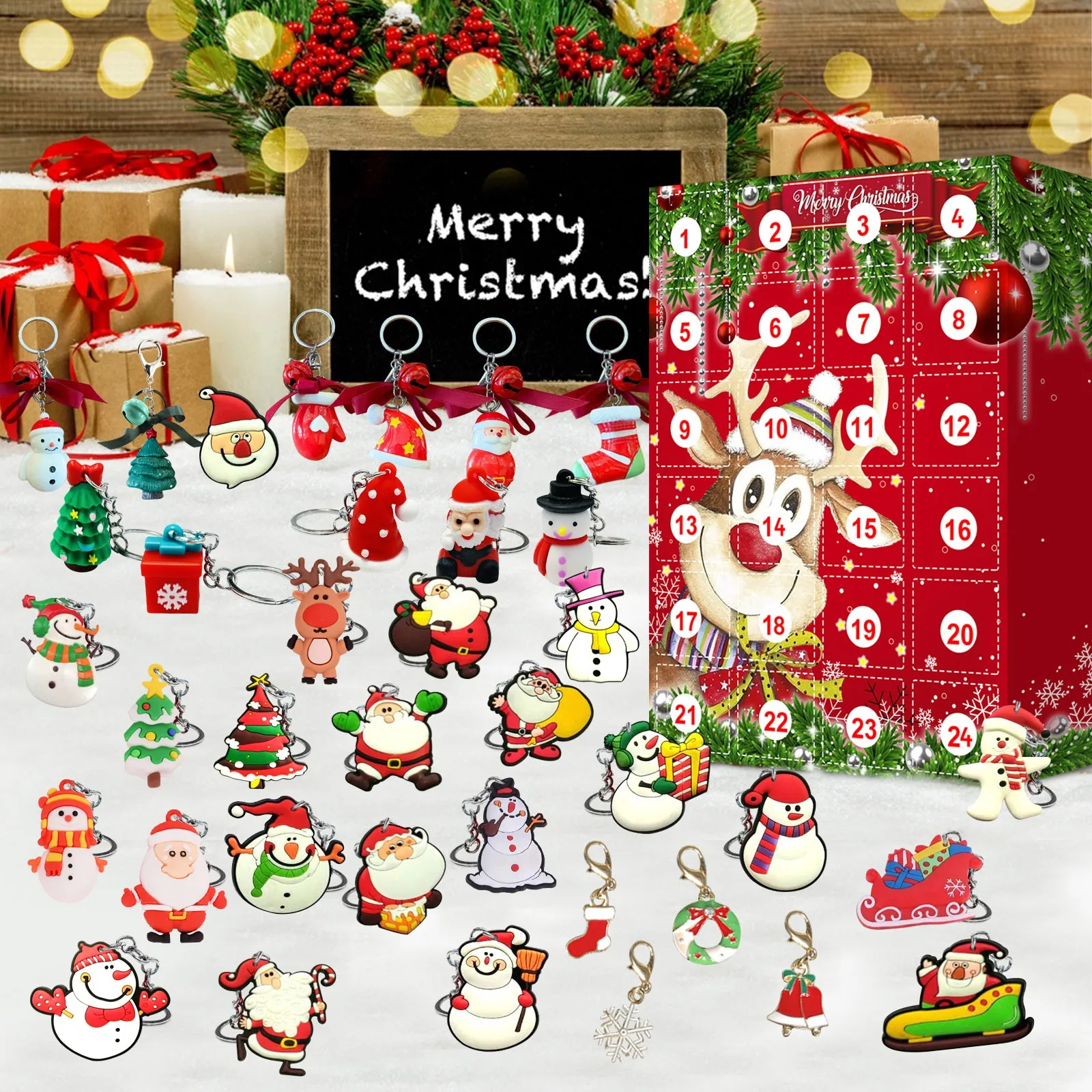 24 Piece Set Diamond Painting New Diy Keychain Full Diamond Merry Christmas  Keychain Cartoon Animal Double-sided Pendant Gift - AliExpress