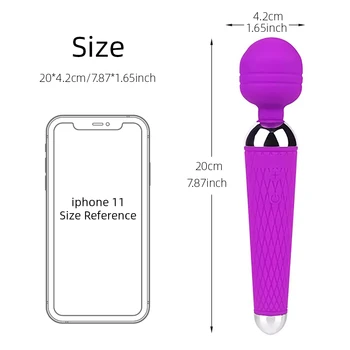 Female USB Recharge Vibrator Massager Magic Wand Powerful G Spot Clitoris Stimulator Vibrating Adult Sex Toys for Women 2