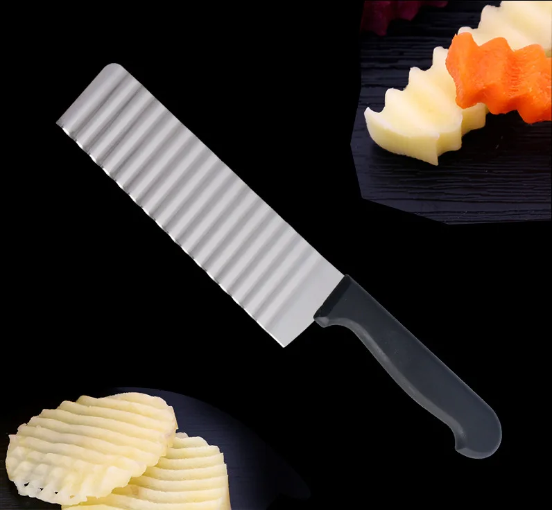 Slicer Нержавеющая сталь Картофель чип слайсер тесто овощи фрукты Crinkle волнистые слайсер нож картофеля резак измельчитель фри - Цвет: Slicer