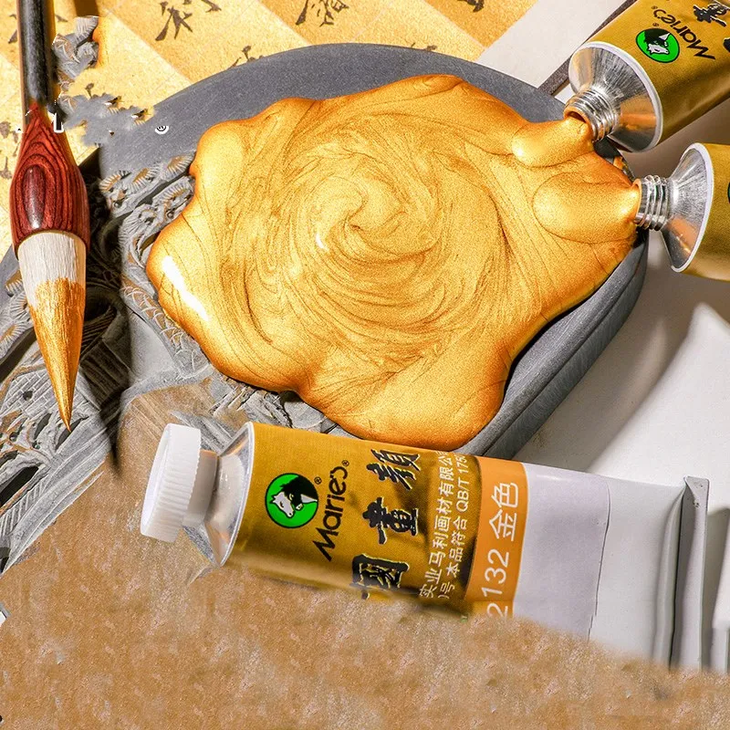 Golden Chinese painting paint DIY hand-painted calligraphy painting gold liquid special metal color paint single 32ml