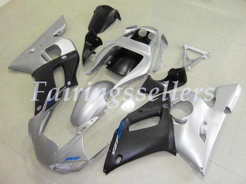 3 бесплатные подарки ABS обтекатель комплект подходит для YAMAHA YZF-R6 1998 1999 2000 2001 2002 Полный обтекатели на заказ белого и голубого цвета - Цвет: Black Silver