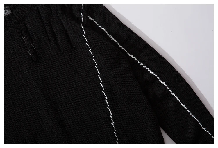 personality dark style hollow sweater men casual irregular split hole mens sweaters harajuku pullover men hip hop loose jumper