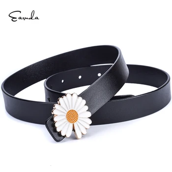 

Earnda Luxury Women Genuine Leather Belts Chrysanthemum Buckle Waist Belt for Dresses Jeans
