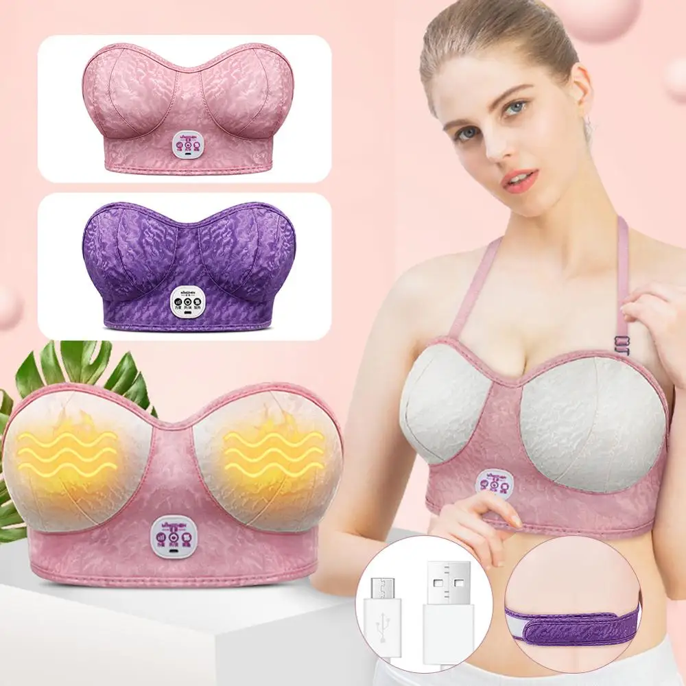 Electric massage bra, ringless, rechargeable, breast augmentation massager  for breast enlargement