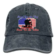 Взрослая Модная хлопковая джинсовая бейсбольная кепка со стоячим флагом на коленях для падших 4 Классическая Кепка для папы Регулируемая простая Кепка