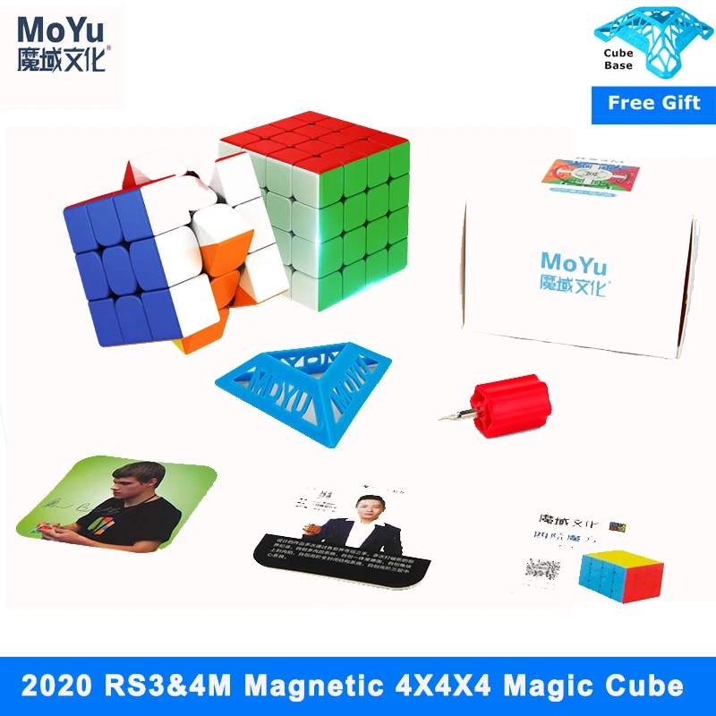 Moyu cube RS3M 2020 Magnetic Stickerless Rubik Cube Board Game Clear