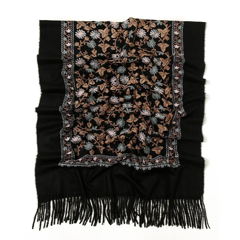 Mode Aztec Floral Kaschmir Schal Winter Frauen Pashmina Schals Warme Decke Wraps Weiblich Foulard Bandana Marke Dicke Hijab Kappe – Detail 13