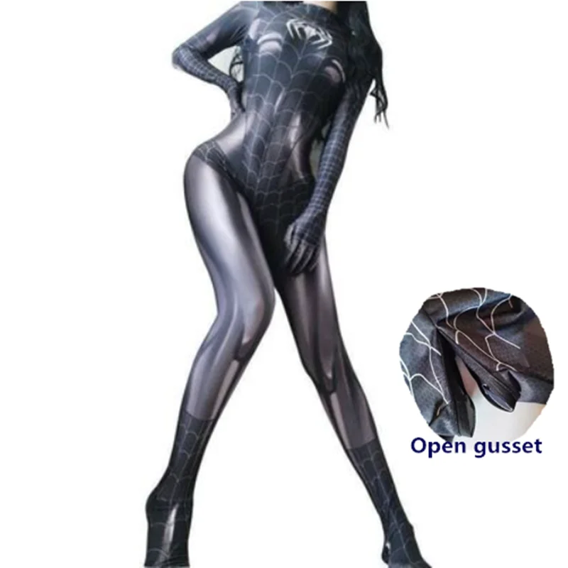 Disfraz de superhéroe de araña negra mujer, traje Sexy con estampado 3D de Halloween y Navidad, Mono|Disfraces de películas y TV| - AliExpress