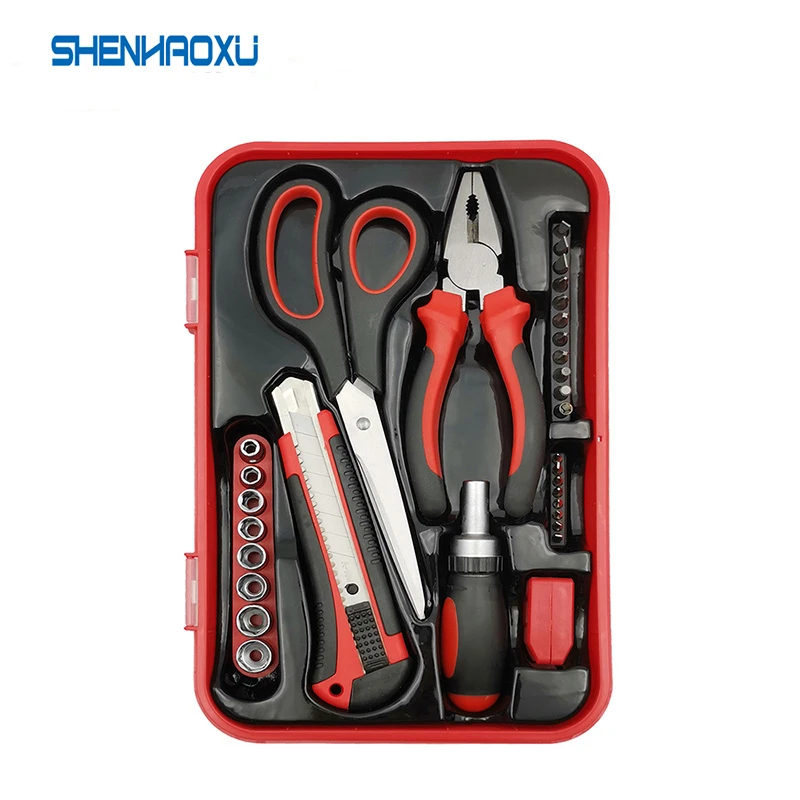 hand-tool-set-pliers-screwdrivers-sockets-knives-scissors-32-kit-home-diy-general-household