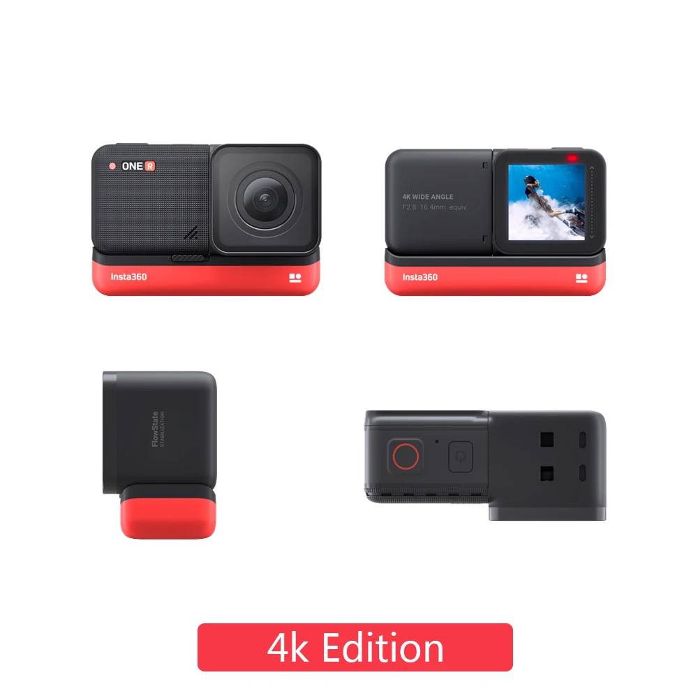 Спортивная Экшн камера Insta360 ONE R Водонепроницаемая видеокамера с широкоугольным