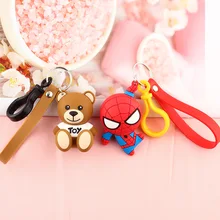 Cute Little Bear DIY Keychain Creative Marvel Hero Spider-Man Car Decoration Couples Pendant Bag Gift Wholesale