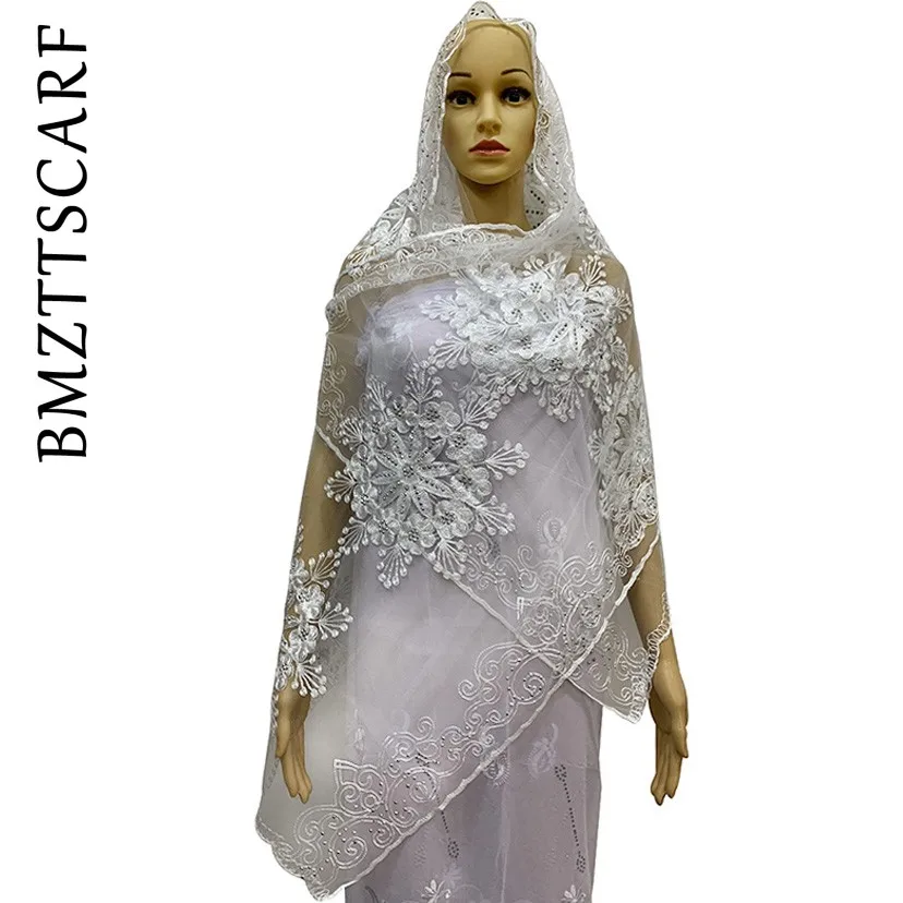 BM914 8 Новинка, Африканский женский мусульманский шарф из тюли, сетка, хлопок, вышитый бисером для шали, Пашмина, BM914 - Цвет: BM914 8