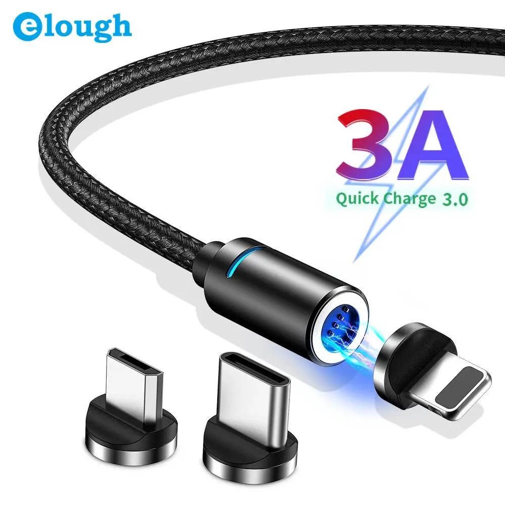 Магнитный USB кабель Elough для быстрой зарядки Micro Type C iPhone 11 X Samsung S9 Huawei Xiaomi зарядный