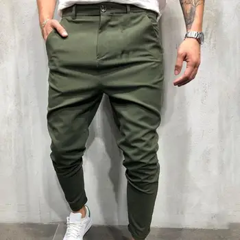 

2020 Casual Men Solid Color Cotton Sports Straight Pants Slim Long Trousers Cotton Sports Straight Pants Slim Long Trousers