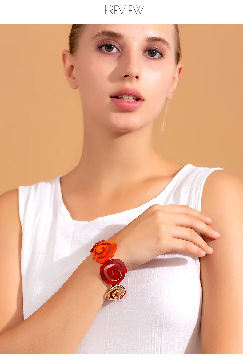 Новые богемные акриловые Цветочные браслеты для женщин Pulseira ювелирные изделия Pulseras mujer moda браслет женский браслет Bransoletki damskie