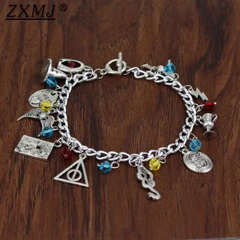 

ZXMJ Harried Hogwarts Bracelet Deathly Hallows Ravenclaw Eagle Magic hat Always Slytherin Snake Potter Bracelets Jewelry Gift