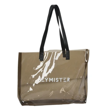 

ASDS-Transparent Pvc Handbag Beach Shoulder Bag Women New Trend Tote Jelly Color Plastic Clear Bag Large Capacity