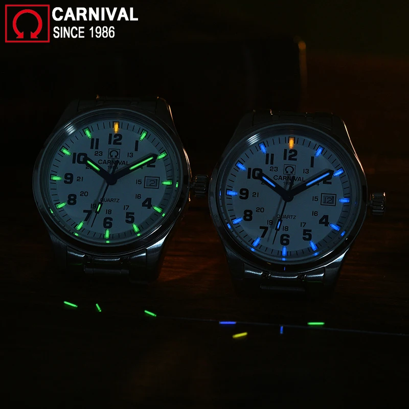 Relogio Masculino Carnival Роскошные Брендовые Часы для мужчин водонепроницаемые часы Tritium T25
