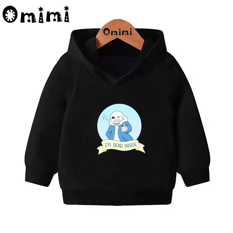 Skull Brother Undertale Sans/милые Свитшоты детские толстовки с капюшоном крутой пуловер для малышей топы для девочек и мальчиков, осенняя одежда KMT2405 - Цвет: Black-2405G