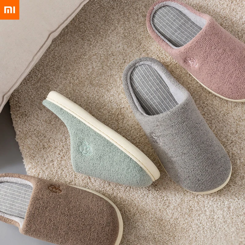Xiaomi/Новинка; Домашние хлопковые тапочки; теплые тапочки из термопластичной резины с нескользящей подошвой; сезон осень-зима; удобные тапочки для пар