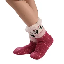 Повседневные носки для женщин; рождественские женские хлопковые носки с принтом; толстые нескользящие носки-тапочки; Chaussettes de femme