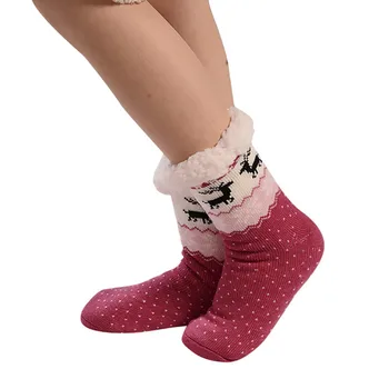 

Casual Socks for Women Christmas Women Cotton Socks Print Thicker Anti-slip Floor Socks Carpet Socks Chaussettes de femme