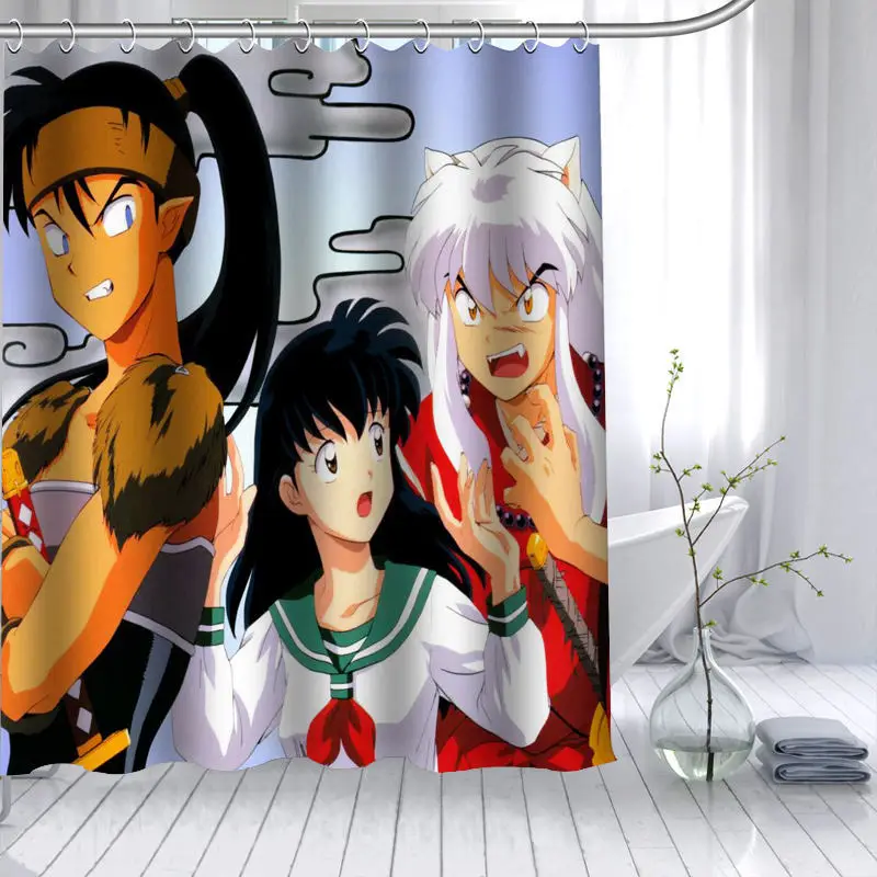 Новое поступление Inuyasha Аниме душ занавеска из полиэстеровой ткани высокой четкости Печать Водонепроницаемая занавеска для ванной 12 крюк занавес для ванной