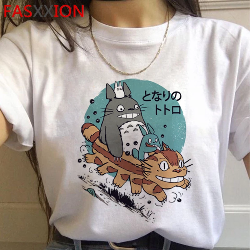 Totoro Studio Ghibli Harajuku футболка женская Ullzang Kawaii забавная мультяшная футболка Хаяо Миядзаки 90s футболки милые футболки женские