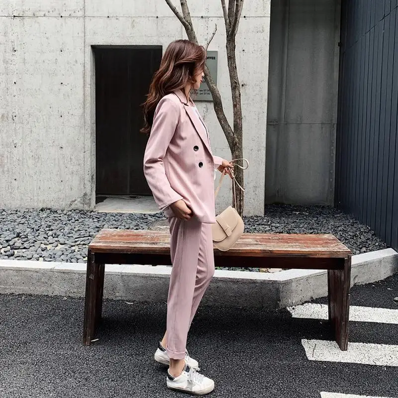 

Photo Shoot + Big Picture + Video + Elegant Casual Small Suit WOMEN'S Suit Western Style Slimming Stripes Two-Piece Set