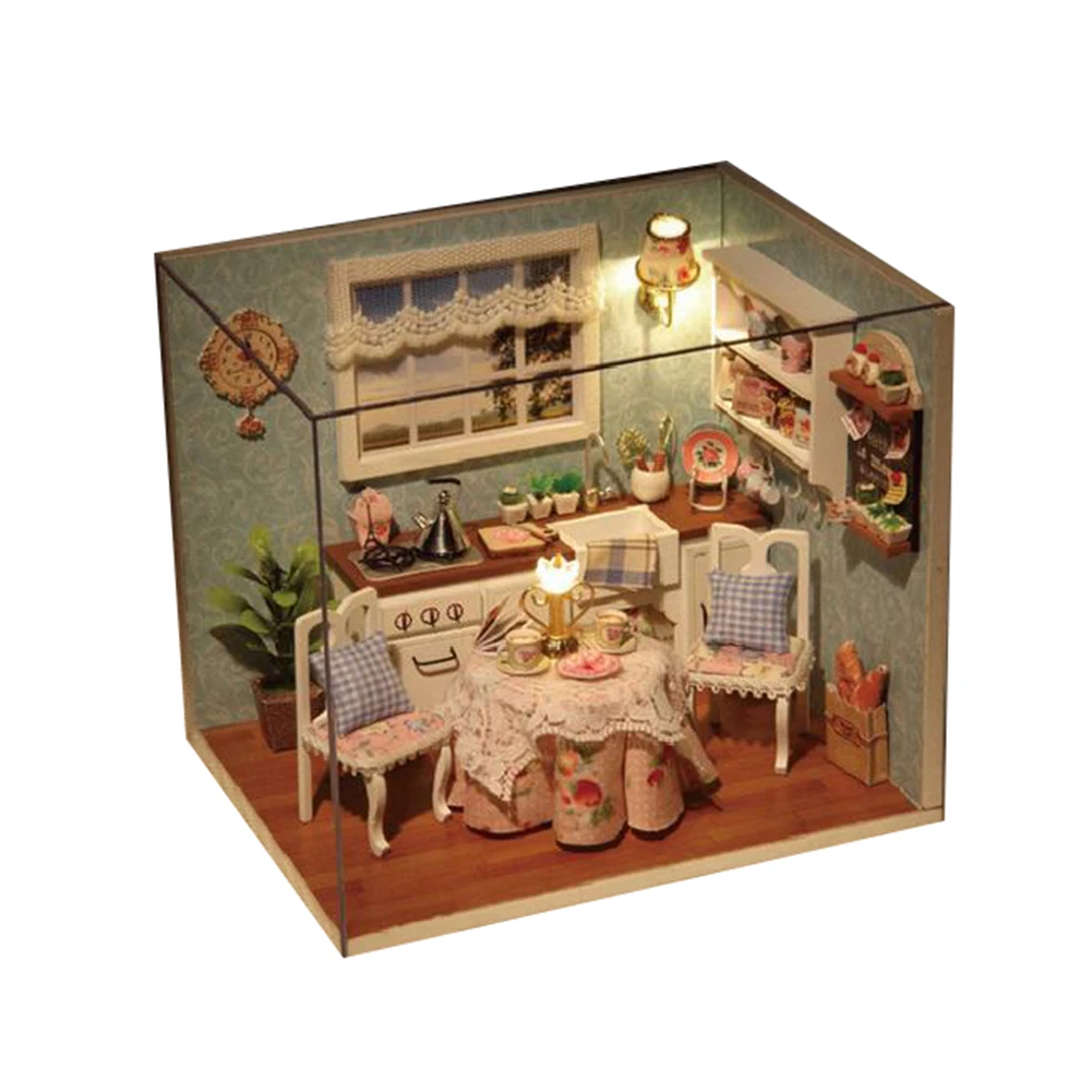 Светодиодный Кукольный дом 3D Деревянный миниатюрный кукольный домик игрушки ручной работы миниатюрная мебель модель с чехлом для детей подарки на Рождество