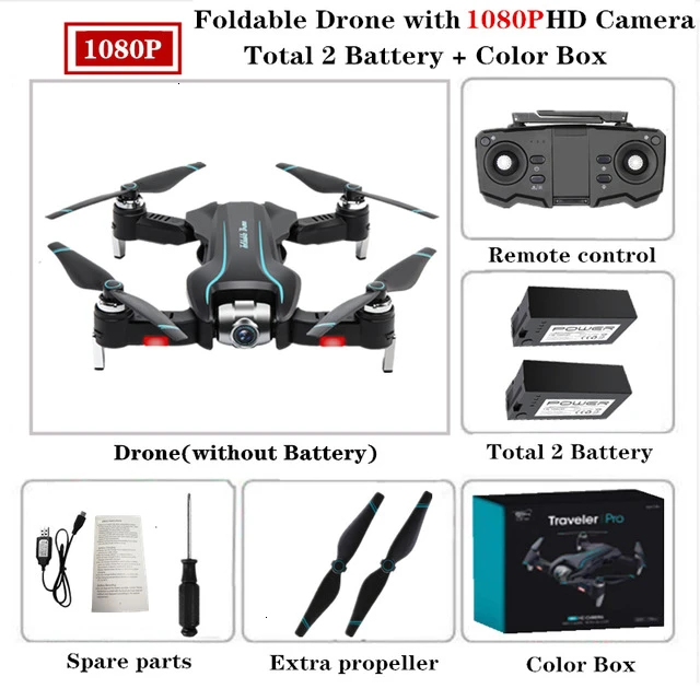 5MP-Color Box-2B Дрон S17 Дроны с регулируемой широкоугольной камерой 4K складной Квадрокоптер оптический поток DroneRC Вертолет VS SG901 SG900 XS816 - Цвет: 5MP-Color Box-2B